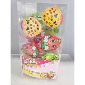 NEW Shopkins Shower Curtain Hooks Bathroom Decor Girl Food Fruit‎ Kids